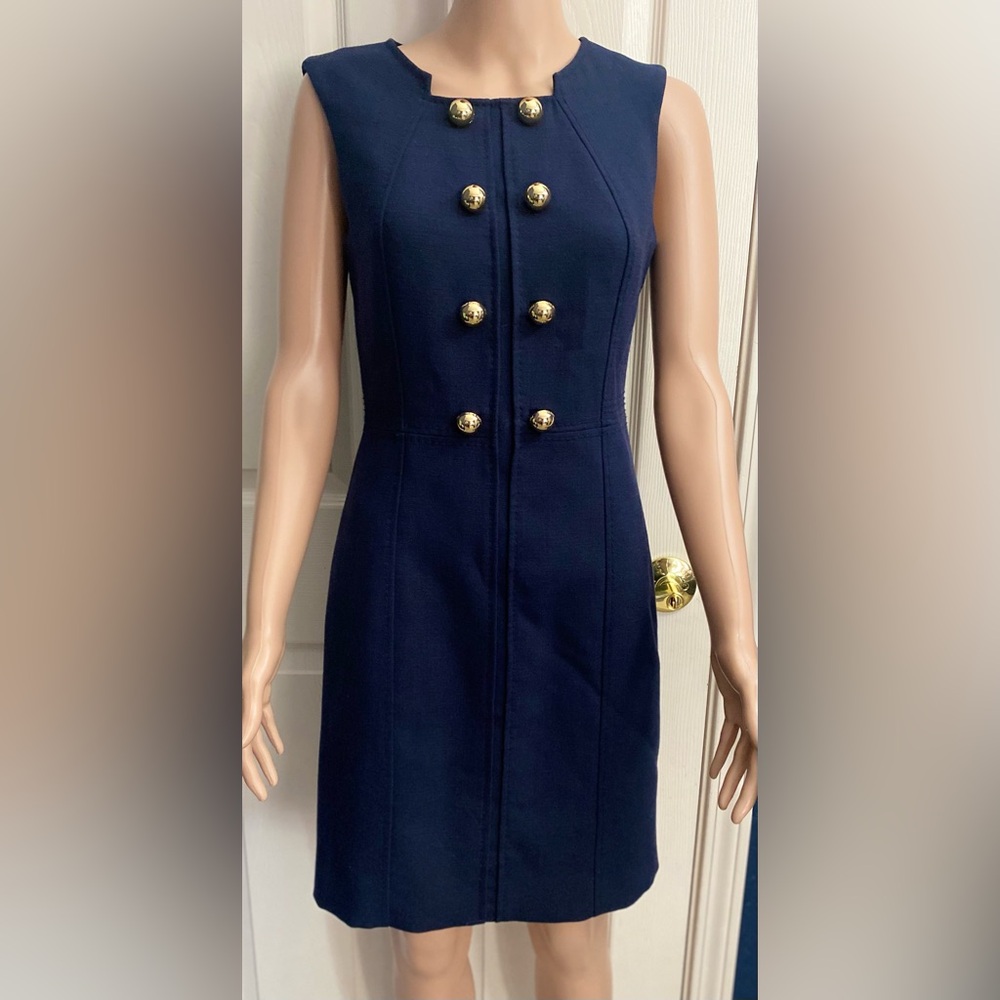 Tory Burch Navy Dress with Gold Accents